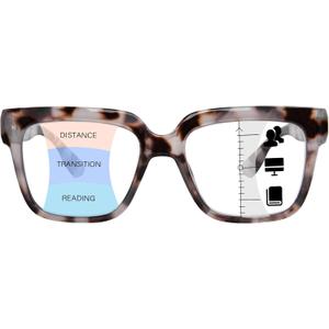 OPTOFENDY Progressive Multifocus Reading Glasses for Women Oversized Blue Light Blocking Oprah Style Computer Readers (Beige Tortoise)