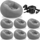 Realspring 6 9 12 Pcs Inflatable Bean Bag Chairs for Adults with Electric Air Pump, Blow up Couch Folding Portable Inflatable Couch Lazy Sofa for Outdoor Movie Night Camping(Grey,6 Pcs)