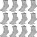 SPTRAMLE Kids Socks 12 Pairs Crew Socks for Toddler Boys Girls 1-14 Years Athletic Mid Cut Socks Multipack Black White (Grey, 4-7Y)