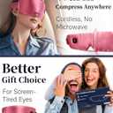 Heated Eye Mask for Dry Eyes - Silk Cordless Warm Eye Compress Moist Heat, Eye Heating Pad for Stye Treatment, Tired Eyes, Sleep, Travel, Washable, Rechargeable, Pink