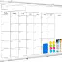 Monthly Calendar Dry Erase Whiteboard for Wall, 30" x 20" Double-Sided Large Calendar White Board, Magnetic Portable Hanging Board for Office, Home, School