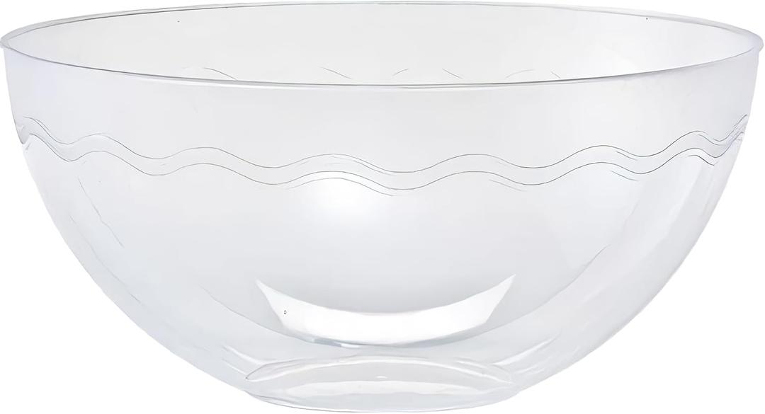 Premium Clear Heavy Weight Plastic Wave Serving Bowl - 100oz (1 Pc.) - Elegant, Durable & Reusable - Perfect for Party, Buffet, Catering & Home Use