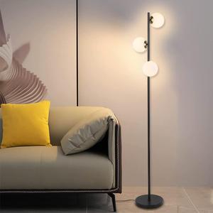 Floor Lamp Modern 3 Globe for Living Room Bright Lighting LED Standing Light for Bedrooms Offices (Black)