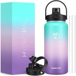 64oz Half Gallon Insulated Water Bottle with 2-in-1 Lid (Chug & Straw), Double Walled Vacuum Stainless Steel Water Bottles, Wide Mouth Leakproof Insulated Jug with Straw (Hydrangea)