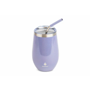 Manna Double Wall Insulated Stainless Steel Stemless Wine Cup Tumbler with Splash-Proof Sliding Lid - 12 Oz