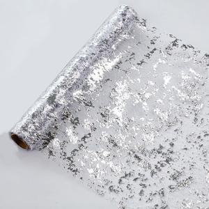 Snowkingdom Silver Table Runner, Sequin Glitter Foil Metallic Runner 11 Inch x 100 Feet, Silver Mesh Table Decorations Centrepiece for Wedding Birthday Party Christmas