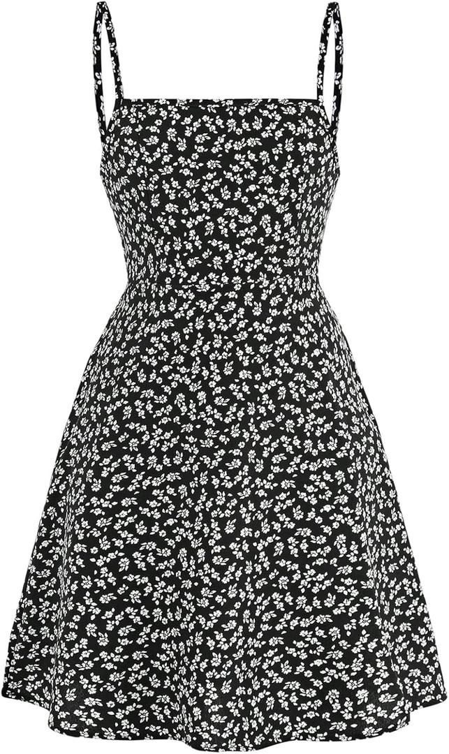 SweatyRocks Girl's Floral A Line Cami Short Dress Sleeveless Spaghetti Strap Sundress 9Y