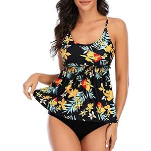 Century Star 2025 Modest Tankini Swimsuits for Women Tummy Control Tankini Bathing Suit Tops with Shorts 2 Piece Swimwear Size L