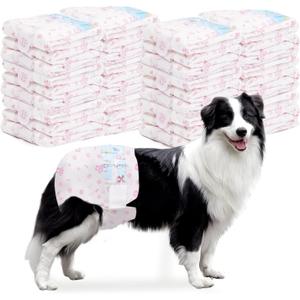 Disposable Dog Diapers Female 90 Count Doggie Diapers for Female Dogs (Waist 16-22 in XL) Super Absorbent Extra Large Dog Pads for Heat Excitable Urination or Incontinence - Pink