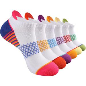 eallco Womens Ankle Socks Athletic Running Socks Sport Cushioned Socks With Tab 6 Pairs (6 Pack White)