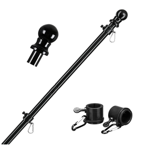 Black Pole for Outside House , 2 Tangle Free Rings,Heavy Duty Metal