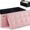 HAUSFRAU Ottoman with Storage Bench Folding Foot Rest Baby Pale Pink
31.5", Flip Lid, Small Upholstered Foldable Footrest Footstool, Bedroom Bench, Living Room Dorm Ottoman, Faux Leather