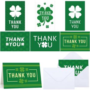 Motiskyy 24 Pcs 4H Thank You Cards with Envelopes Bulk Blank Thank You Cards Inspirations Gifts for 4H, FFA(Shamrock)