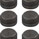 6 pack 3/4 Inch Malleable Cast iron Pipe Cap Industrial Pipe for Threaded Black Pipes and Fittings DIY Retro Furniture Threaded Pipes and Fittings