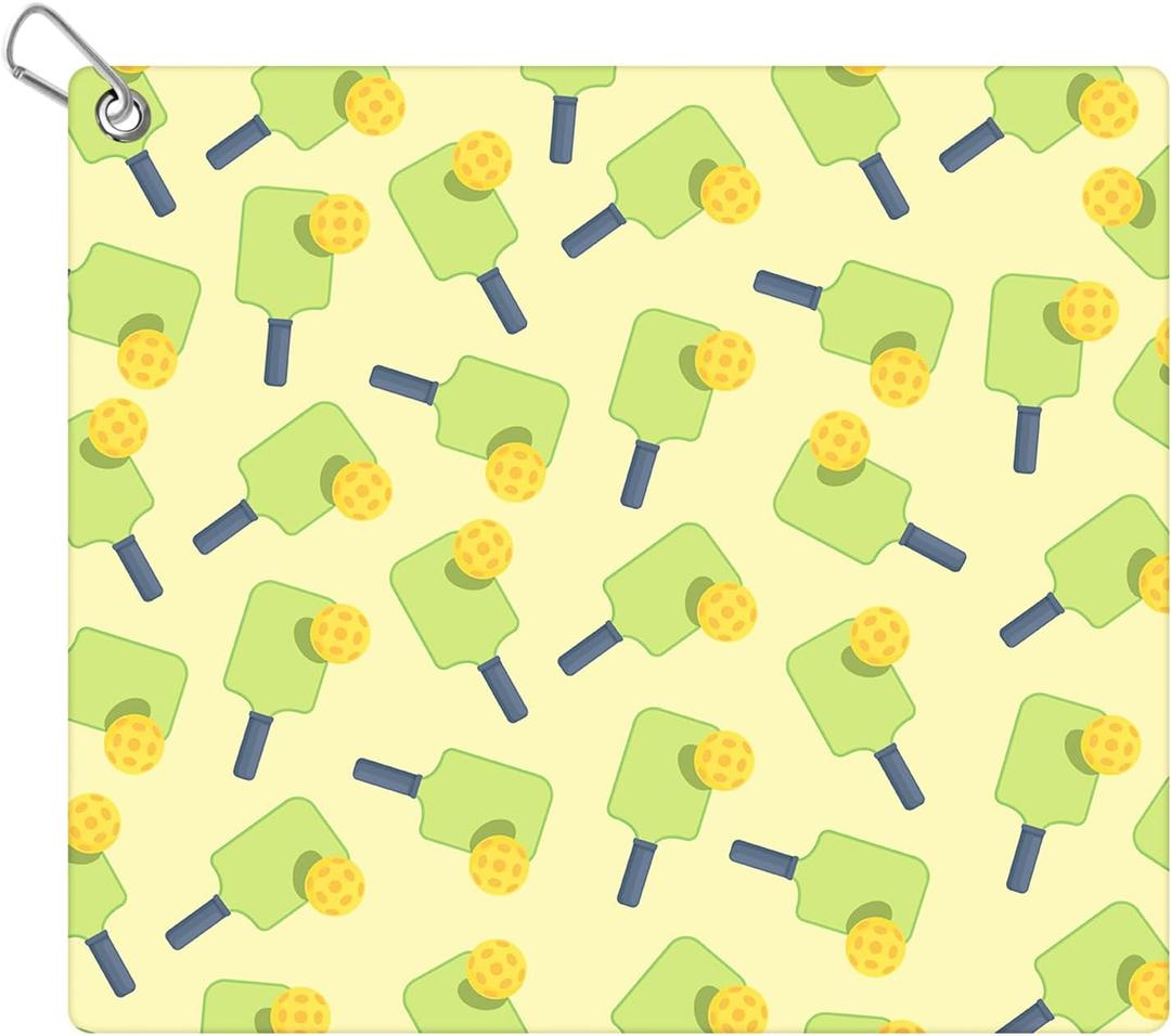 2 x Pickleball Towel & Carabiner Clip, 15x17in Microfibre Pickle Ball Towels for Women Men Microfiber Sports Golf Towel Bags Prints Pickleball Accessories Blanket Funny Gifts for Pickleball Lovers