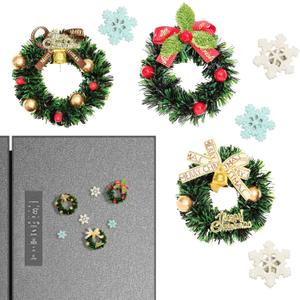 Christmas Snowflake Wreaths Fridge Magnets Set 3D Mini Vintage Xmas Ornaments Refrigerator Magnets Stickers for Home Office Holiday Kitchen Whiteboards Decorations