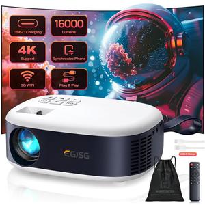 Projector with WiFi and Bluetooth, 1080P Full HD Portable Projector, 4K Supported Outdoor Projector, Lag-free 5G WIFI 6, Compatible with iPhone, Android, PC, TV Stick, PS5, Xbox Projector with WiFi and Bluetooth, 1080P Full HD Portable Projector, 4K Supported Outdoor Projector, Lag-free 5G WIFI 6, Compatible with iPhone, Android, PC, TV Stick, PS5, Xbox