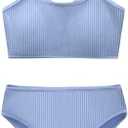 Adarl Girl's 2 Piece Swimsuit Solid Spaghetti Strap Bikini Sets Beach Bathing Suit Swimwear for Teen Kids, 13- 14 Years Old