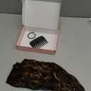 REECHO Clip in Hair Extensions - 4PCS 12" Short Curly Wavy Brown Hair Extensions with Invisible Lace Weft - Natural Soft Hairpieces for Women - Dark Brown with Highlights