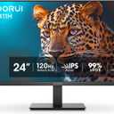 KOORUI 24 inch Monitor 120Hz, Full HD 1920 * 1080p IPS Ultra-Thin Computer Monitor, 99% SRGB Color Gamut, VESA 100 * 100mm Mountable,Tilt Adjustable,HDMI & VGA Ports,Black, E2411H (24"/120Hz/IPS)