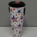 SANDJEST American Flag Star Tumbler with Handle 30oz, Stainless Steel Insulated Flip Straw Tumblers Coffee Travel Mug Cup, USA America Gifts for Women Girl for Birthday Christmas