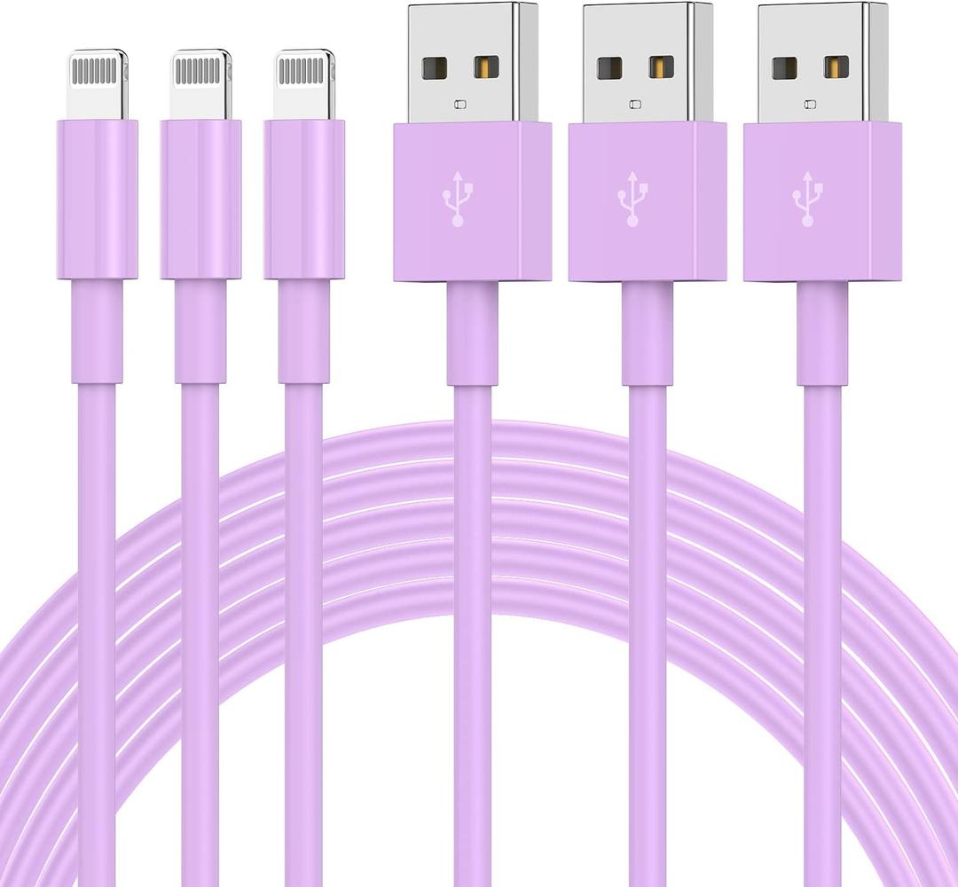 3Pack [Apple MFi Certified] Apple iPhone Charger 10ft, iPhone Chargers iPhone Lightning to USB Cable 10 Foot, Fast Charging Cord for Apple iPhone 12/11/11Pro/11Max/ X/XS, ipadPurple