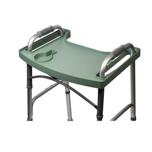 Sigo Green Walker Tray for Rolling Folding Walker, Tray Table with Cup Holder for Standard Walkers Seniors, Detachable Non Slip TV Accessories Basket Holding Plate Cups Clip On Small Bag Carrier, Green