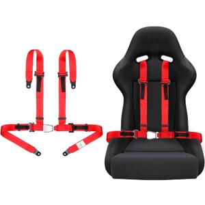 Yakitoko Universal 4 point Safety Harness Set 2inch Fits Go Kart,UTV,ATV,Racing Red