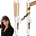 2 in 1 Straightener and Curling Iron Hair Styling Tool, Combining Curling and Straightening in One Device, 32 Mm Ceramic Ion Curling Iron, 12 Tempes Digital Display, Two-in-One Device