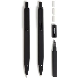 U Brands Cambria Mechanical Pencils, Set of 2, Midnight Black, Soft Touch, Medium (0.7 mm) Point, Lead and Eraser Refills