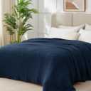 100% Cotton Muslin Blanket Queen 90" x 90", 6 Layers Breathable and Lightweight Cotton Throw Blanket for Bed, Soft Quilt Bedspread Coverlet, Gauze Blanket for Adults All Season, Navy