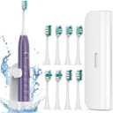 Electric Toothbrush for Adults with 8 Brush Heads, Sonic Toothbrush Rechargeable with a Holder & Travel Case, 2.5 Hours Charge for 120 Days Use - Purple