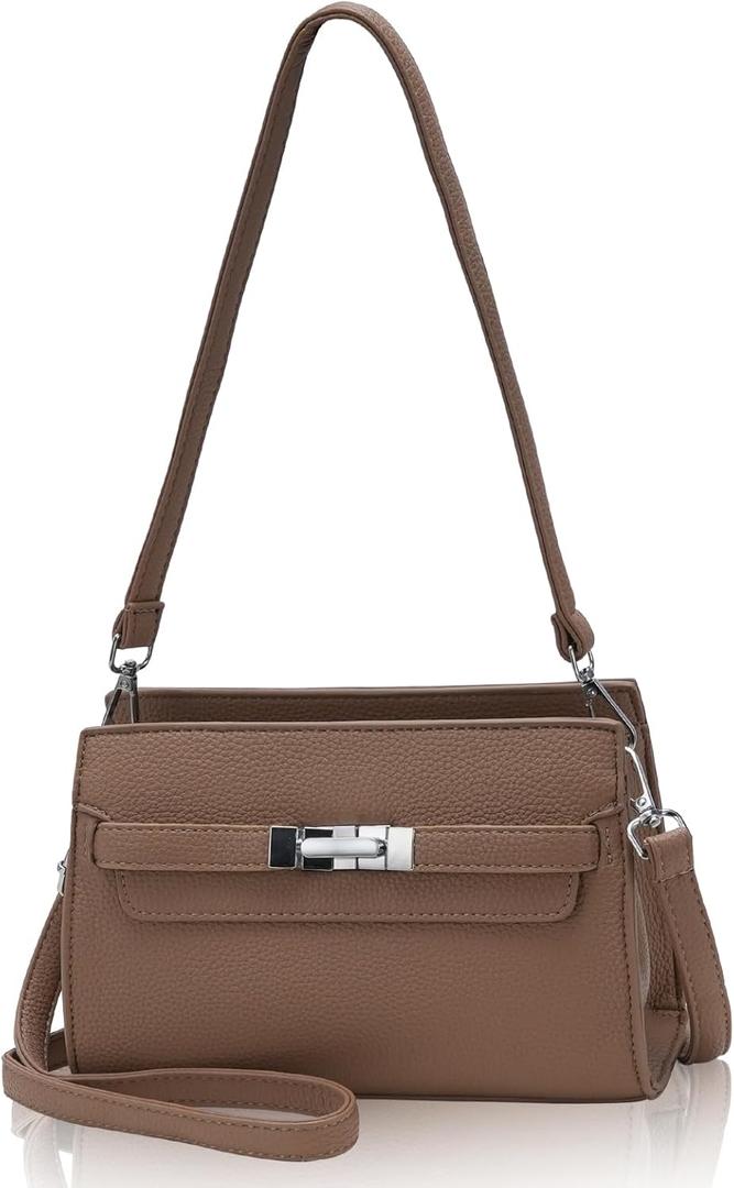 TRBSXRT Satchel Bag for Women, Leather Crossbody Purse Women's Shoulder Tote Bags with Removable Straps Fashion Small Crossbody Bag (Khaki)