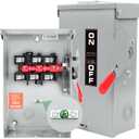 Upgrade3P 60 Amp Disconnect,New Add Ground Design,Disconnect Switch Non-Fuse,NEMA 3R Standard,Heavy Duty Steel Material,Rust and Corrosion Resistant,for Indoor and Outdoor,120/240v,10-Year Warrnaty