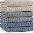 Mordimy Premium Kitchen Towels 6 Pack (18 x 28 Inches, Multicolor), Large Cotton Kitchen Hand Towel, Flat & Terry Dish Towels for Drying Dishes, Super Absorbent Tea Dishtowels Set with Hanging Loop