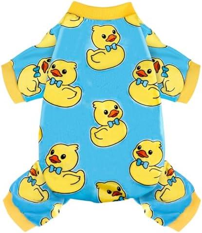 Dog Pajamas Soft Lightweight Dog Onesies Outfit Clothes for Small Medium Large Puppy Pjs for Pet Boys Girls Dogs Cats (M (Back: 12",Chest: 16", Neck:10.2"), Yellow Duck)