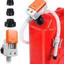 Battery-Powered Fuel Transfer Pump - No Spill Portable Siphon with 3 Adapters & Auto Shut-Off for Gas/Diesel/Kerosene/Water (3.2GPM Flow, 51" Hose) (Orange)