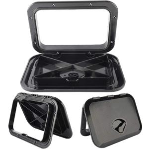 YaeMarine Marine Access Hatch Boat Deck Hatch Lid Access Hatch & Lid 10-5/8" x 14-3/4" RV (270mm x 375mm) Black