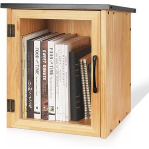 Outdoor Library Outdoor Book Box Storage Small Wooden Cabinet Little Literature Box for Neighborhoods Community and Schools Sharing Books, Flyers, Newspapers, Food and Art (A)