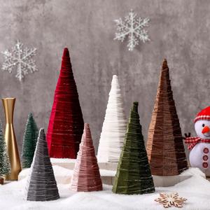 Kigley 6 Pcs Pink Valentine Day Tree Cone Decor 3 Various Size Tabletop Cone Valentine Trees Table Decorations Christmas Indoor Tiered Tray Home Decor Centerpieces(Multicolor,Velvet)