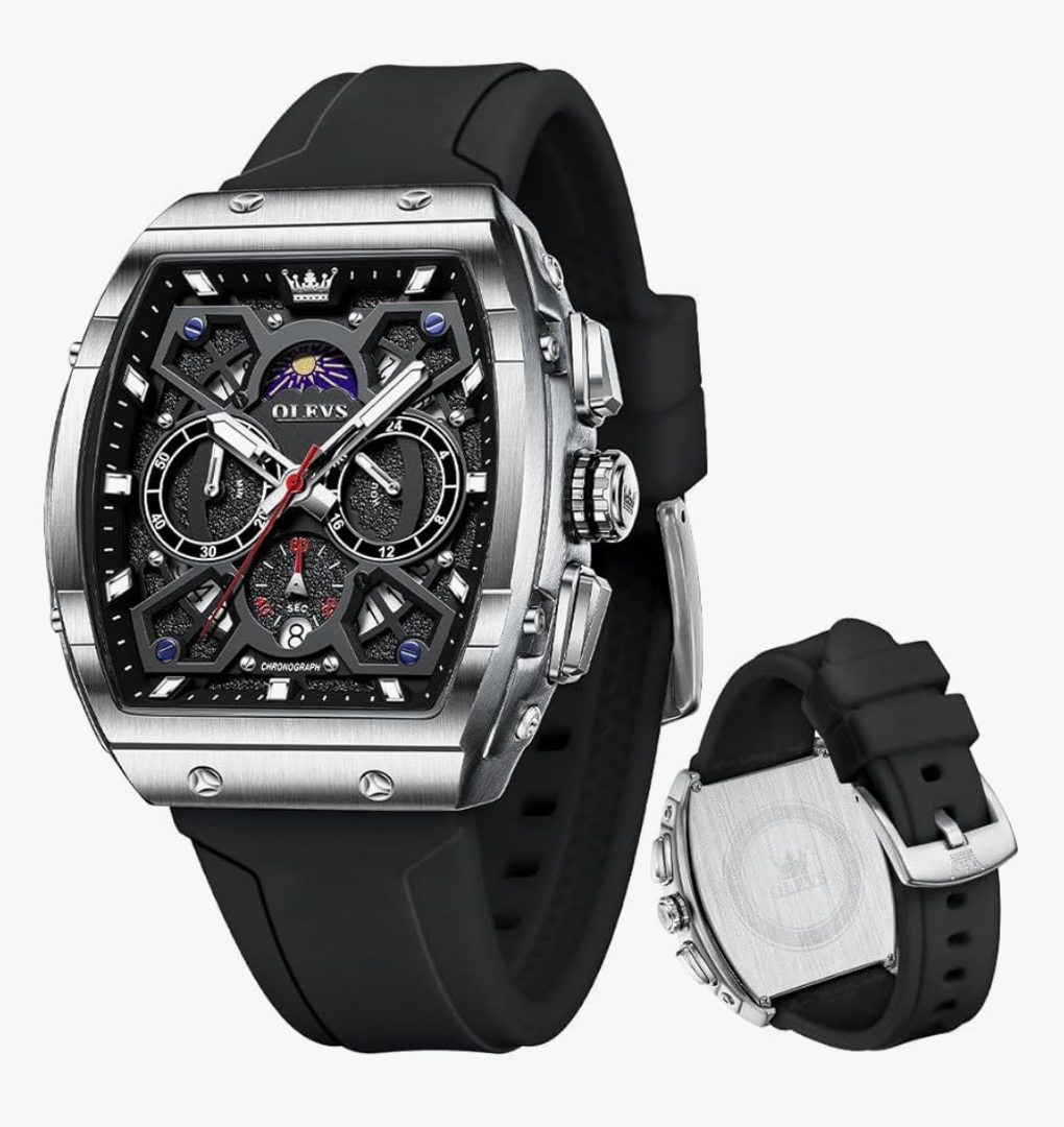 OLEVS Mens Watches Chronograph Waterproof Luminous Silicon Strap Multifunction Watches for Men Quartz Business Calendar Men Wrist Watch