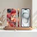 Compatible with iPhone 15 Case,Glossy Case All-Round Protection Shockproof Anti-Scratches TPU Cover,Cases for Man Woman-Blossoms Pink Flower Stained Glass