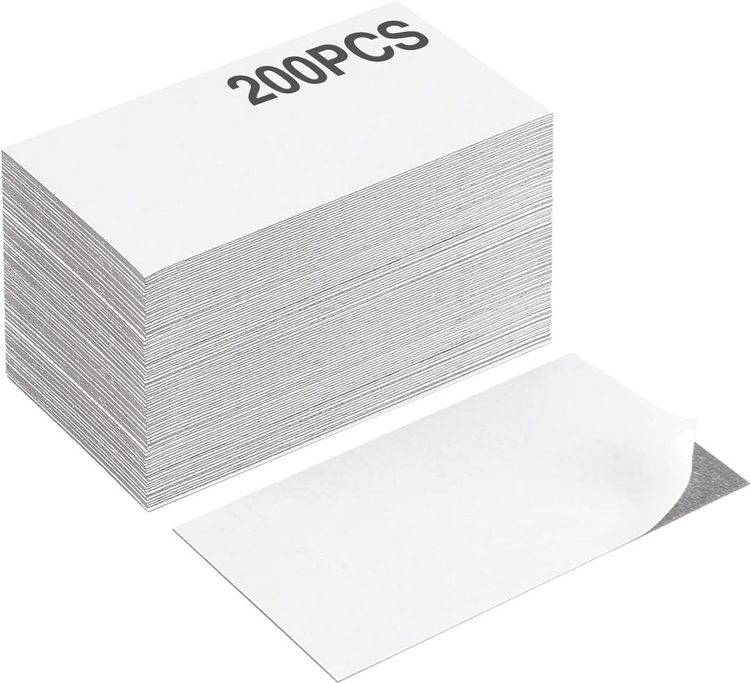 Business Card Magnets with Adhesive Backings, 3.5X2", Bulk Pack of 200PCS. Handy Self Adhesive Anisotropic Magnetic Tape, Peel and Stick, Create Personalized Magnetic Name Card
