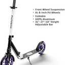 PHOEROS Kick Scooter for Kids Ages 6-12,Teens & Adults, Youth. Lightweight Aluminum Kick Scooter for Teens Adults Boys Girls with 8 inch Big Wheels, Foldable, 3 Height Adjustable, Shock Absorption, Off-white