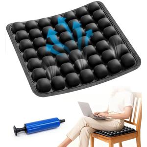 Sondur Travel Cushion, Inflatable Airplane Seat Cushion for Long Flights, 3D Air Cell Seat Cushions with Foot-Operated Inflatable Accessories for Office, Wheelchair, Car (Square)