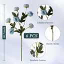 6 Pcs Peonies Artificial Flowers Faux Peony Stems for Vase 30" Light Blue Fake Peonies Branches for DIY Bouquet Centerpieces Wedding Arrangements Shower Office Decor