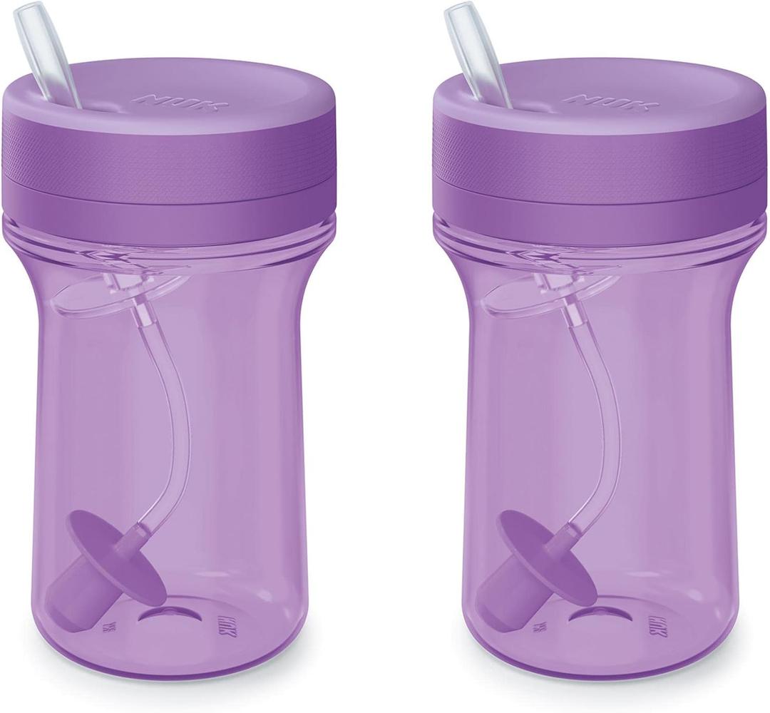NUK Everlast 2.0 Weighted Straw Cup, 10 oz (Purple)