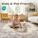 Washable 8x10 Area Rug for Living Room & Dining Room - Large Vintage Farmhouse Soft Carpet with Non-Slip Backing, Stain Resistant Low-Pile Indoor Rug for Home Office, Kid & Pet Friendy -Beige