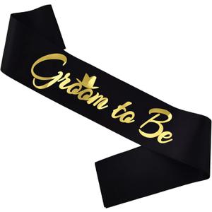 2 x Groom to Be Sash, Funny Bachelor Sashes for Future Groom Engagement Gift Idea Wedding Party Decorations Bachelorette Party Supplies, Black + Gold(Groom to Be)