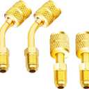 R410A Adapter 5/16" SAE Female to 1/4" SAE Male Flare for Air Conditioners HVAC, 2 Adapter (1 Straight + 1 Angled)